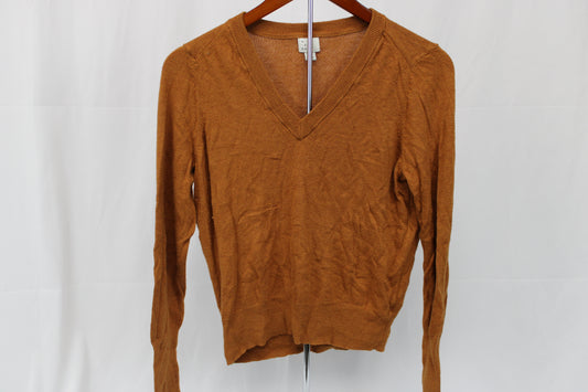 A New Day v-neck cotton sweater, rust, Women's S