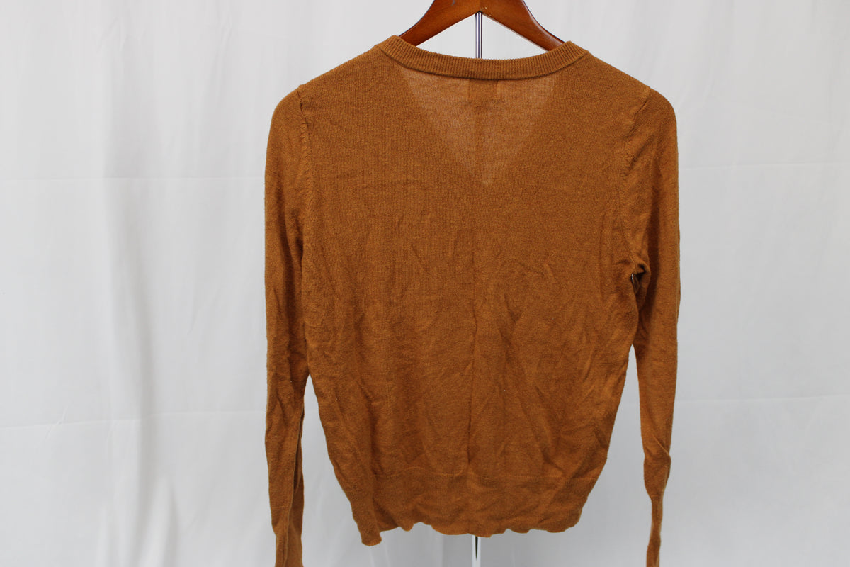 A New Day v-neck cotton sweater, rust, Women's S