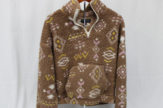 Love Tree tribal patterned fleece 1/4 zip sweater, Women's L