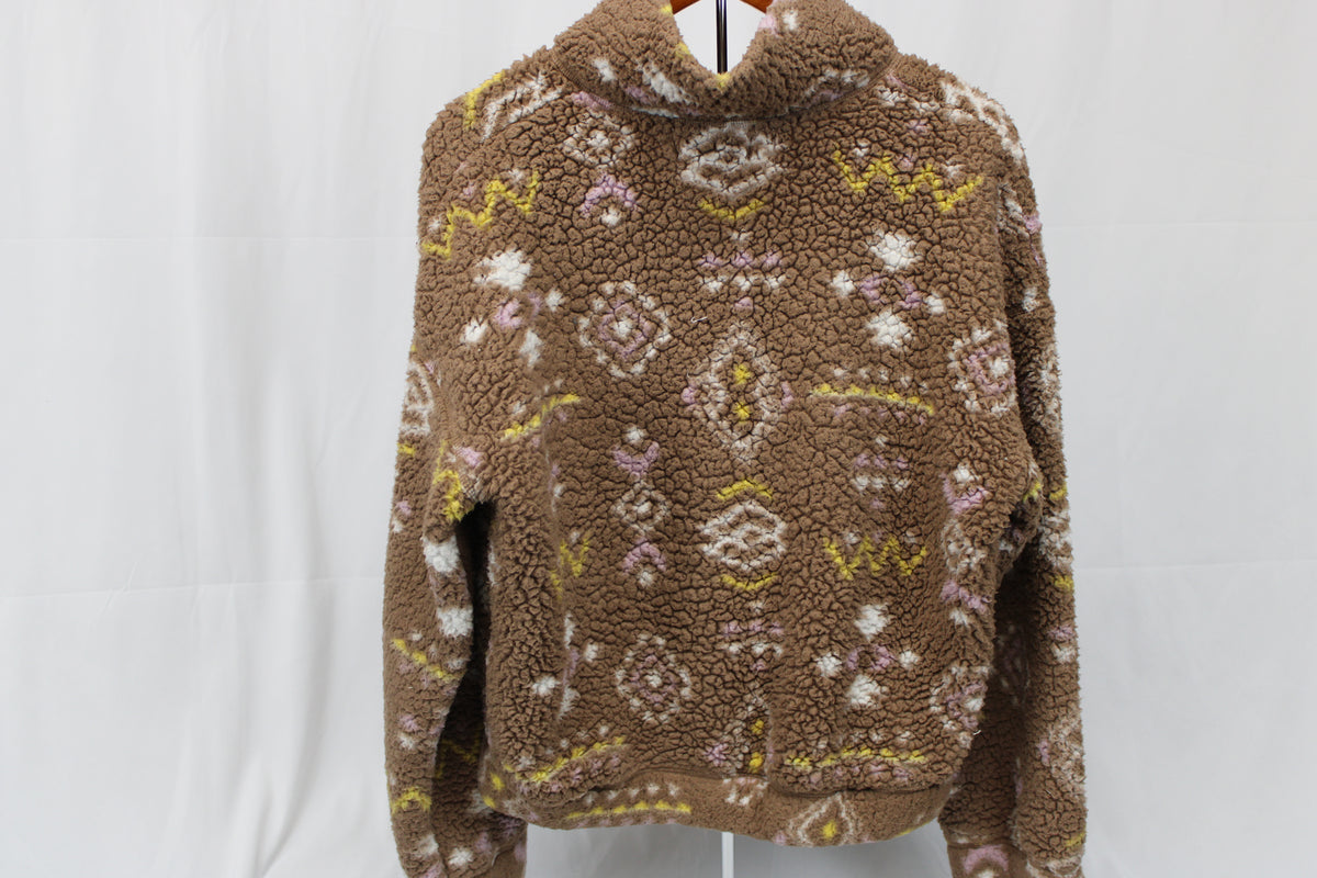 Love Tree tribal patterned fleece 1/4 zip sweater, Women's L