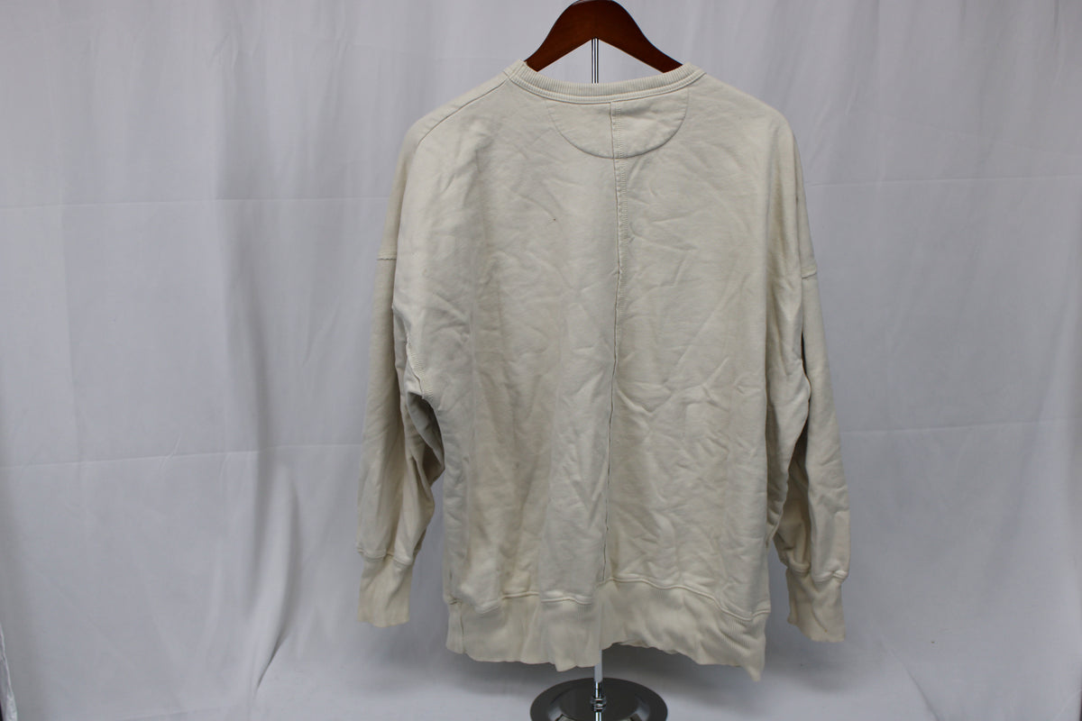 American Eagle classic crew neck logo sweater, creme, Men's L