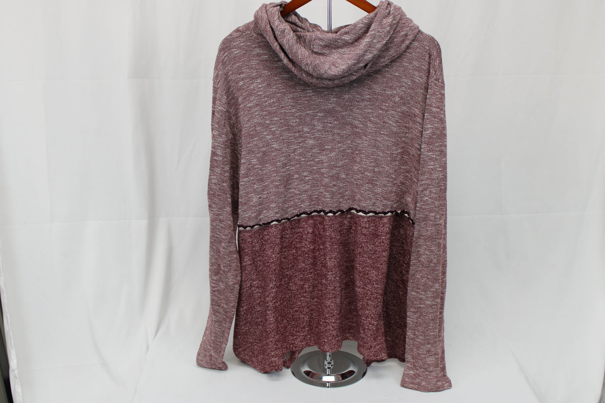 Maurices cowl collar lightweight pullover sweater, burgundy, Women's XXL
