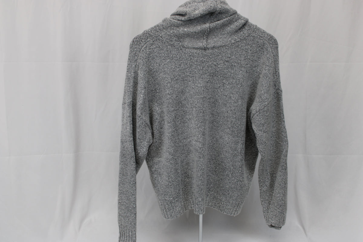 It's Our Time cowl collar drawstring sweater, grey, Women's L