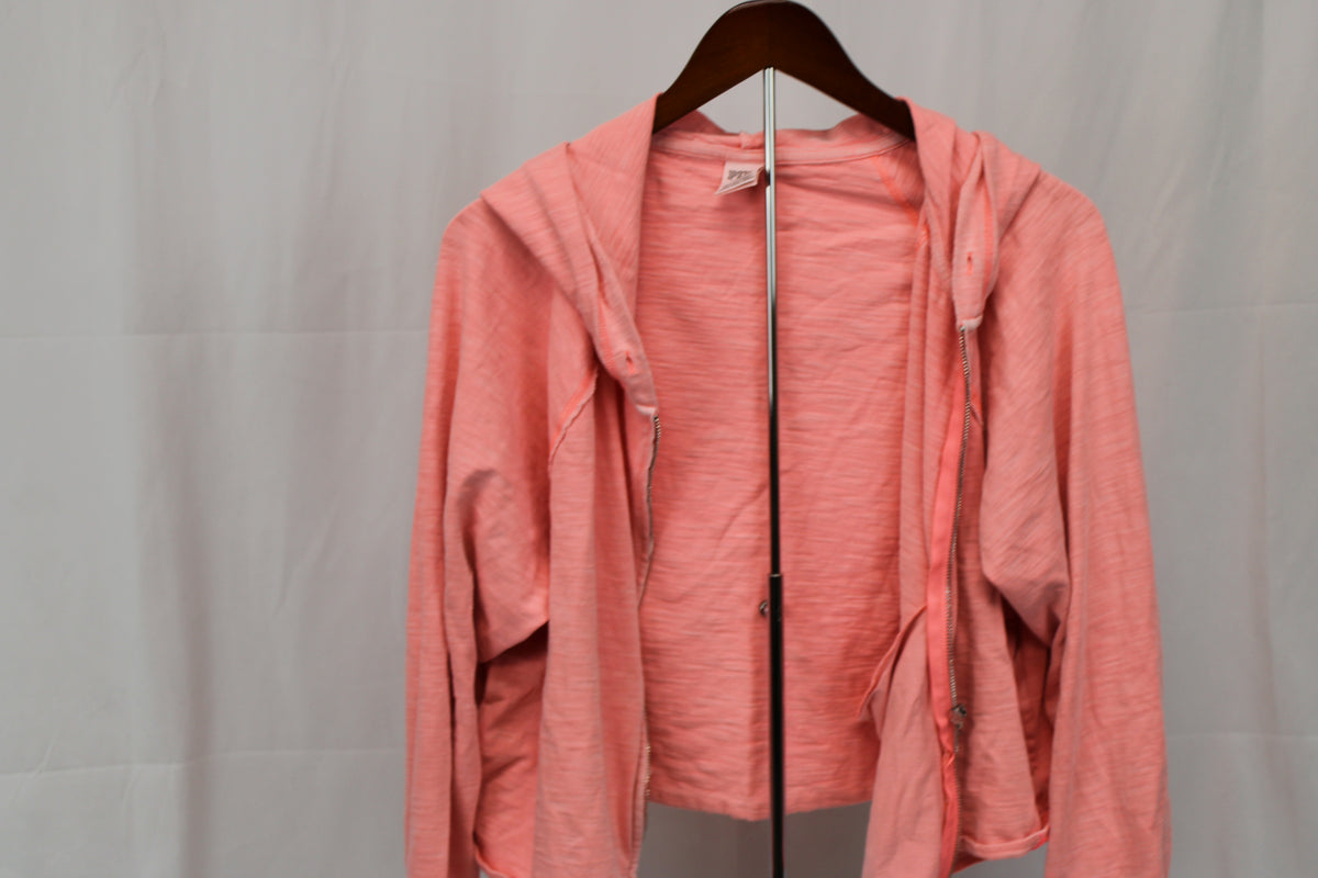 PINK full zip cotton hooded sweatshirt, coral, Women's M