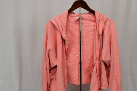 PINK full zip cotton hooded sweatshirt, coral, Women's M
