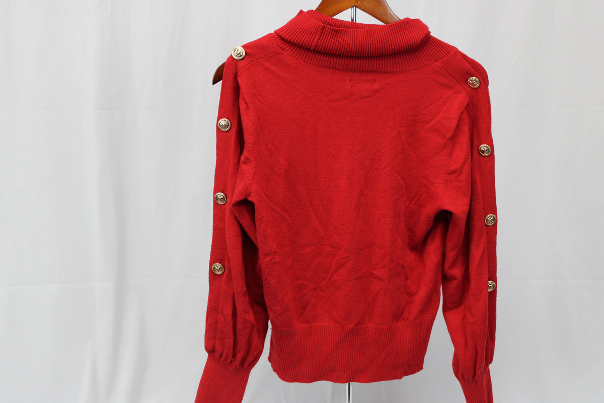 Bold Elements ribbed cowl collar long sleeve knit sweater, Women's L