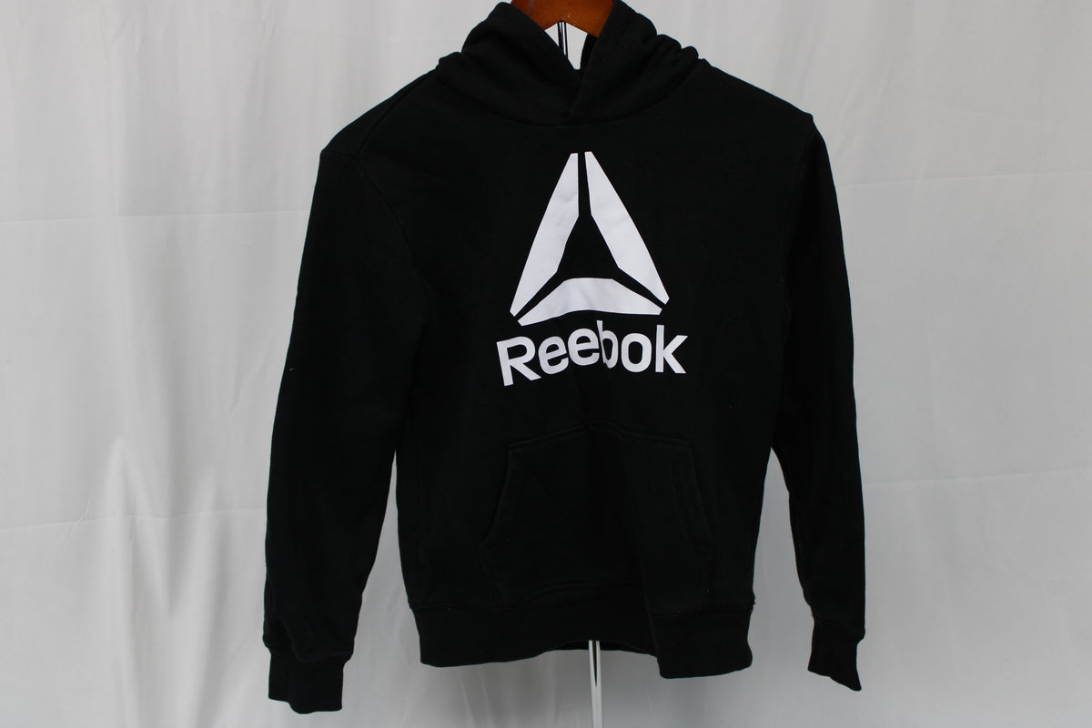 Reebok Hoodie Black with White Logo, Size 10/12 (Large)