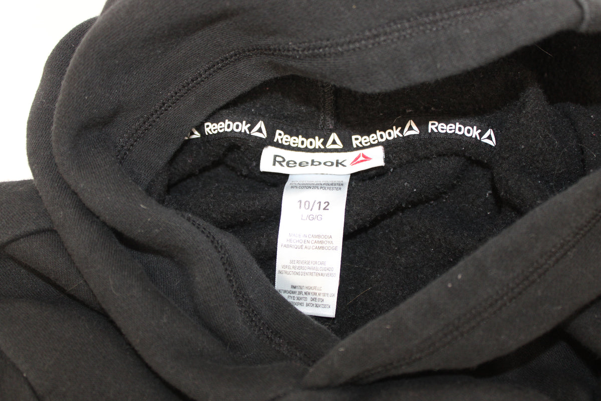 Reebok Hoodie Black with White Logo, Size 10/12 (Large)