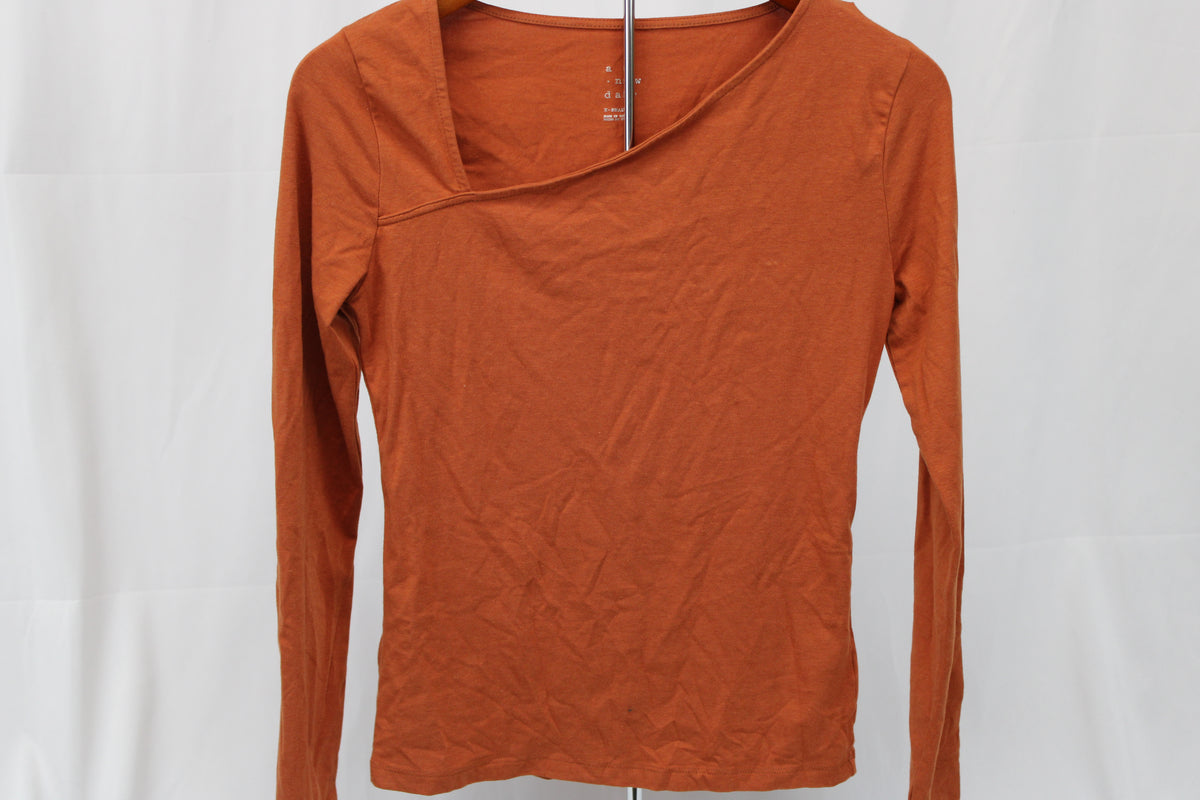 A New Day Orange Long Sleeve Tshirt, Size XS
