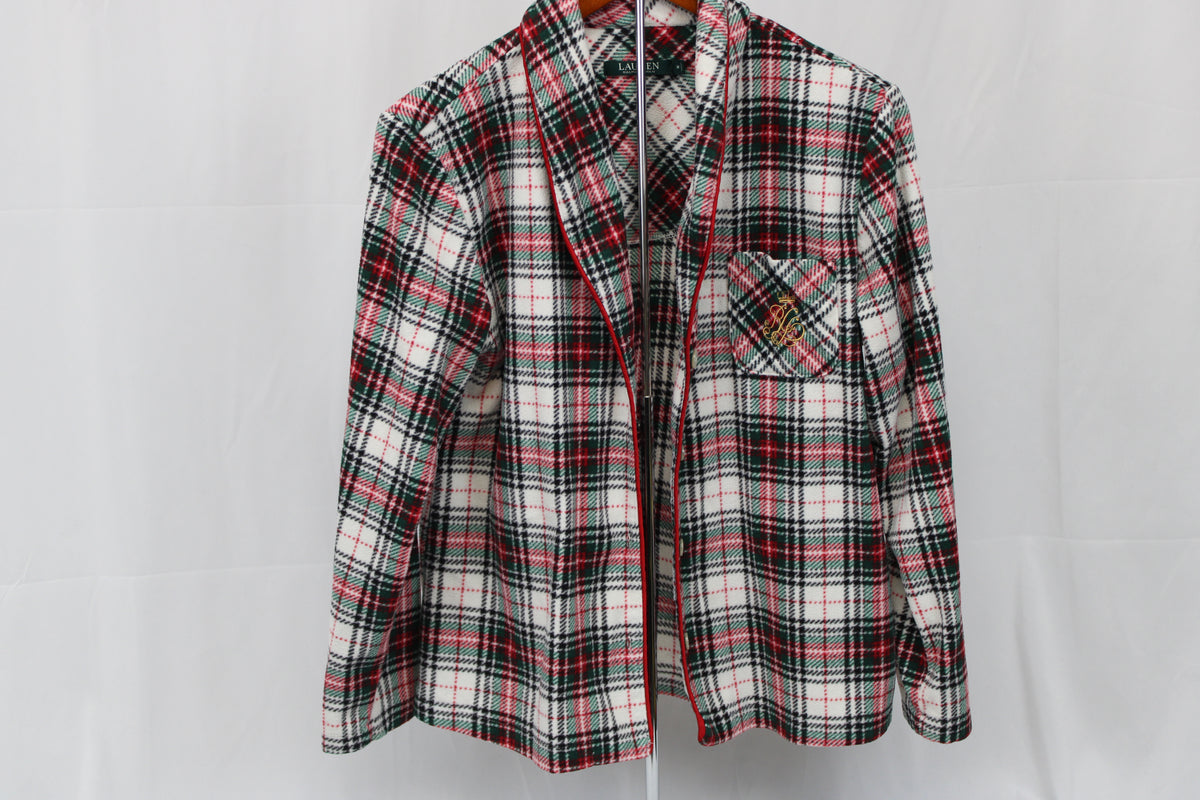 Ralph Lauren Plaid Button Up Shirt (red, green, and white), Size M