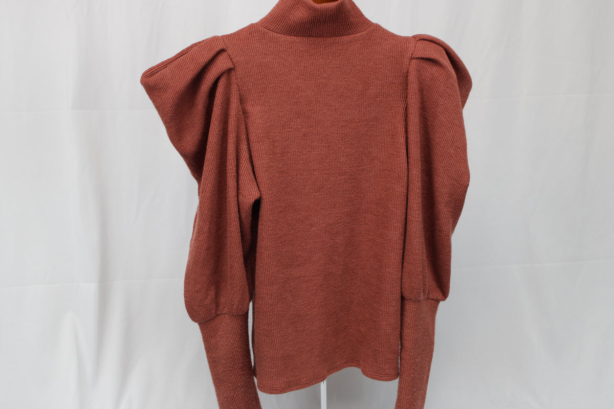 Express Sweater with Puffed Shoulders and Tapered Sleeves, Size XS