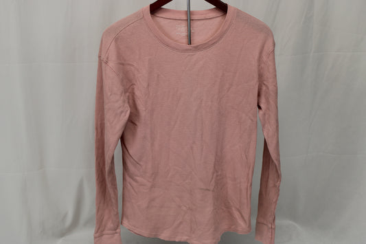 Time & Tru Pink Waffle Knit Long Sleeve Shirt, Size M