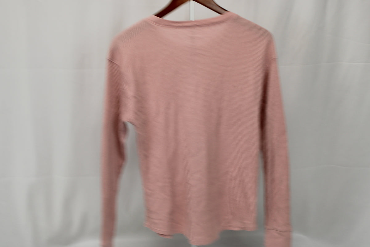 Time & Tru Pink Waffle Knit Long Sleeve Shirt, Size M