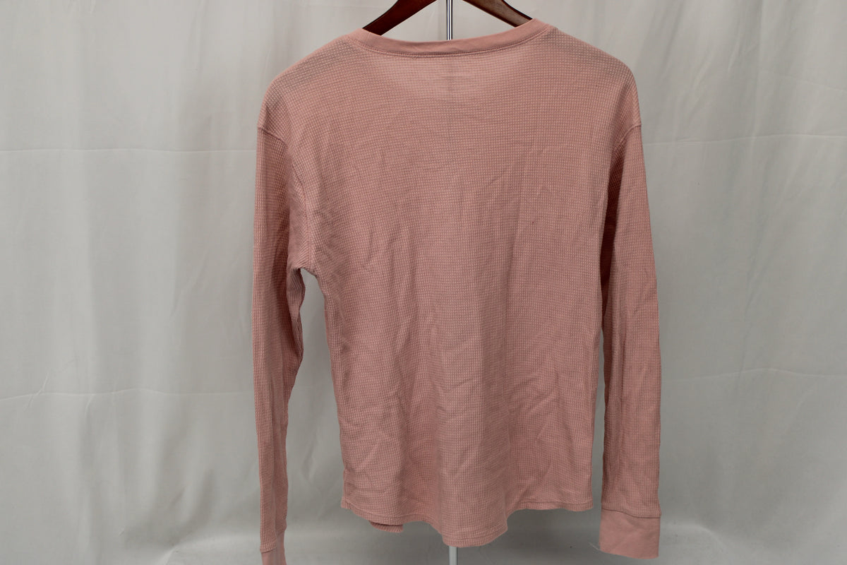 Time & Tru Pink Waffle Knit Long Sleeve Shirt, Size M