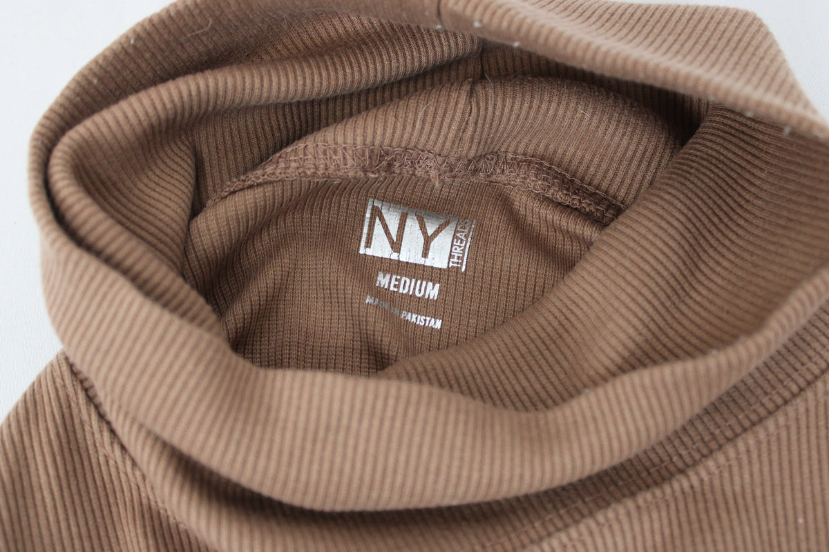 NY Threads Brown Ribbed Turtleneck, Size Medium