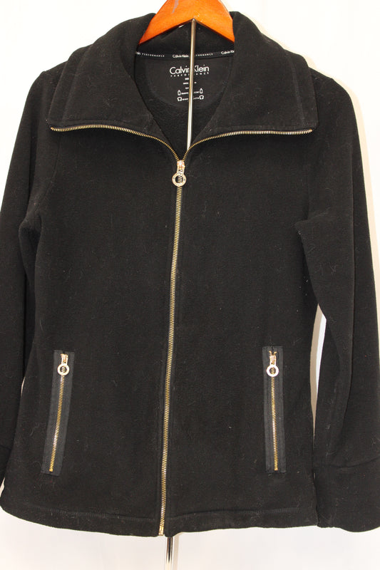 Calvin Klein Performance Black Fleece Zip Up Sweatshirt, Size Medium