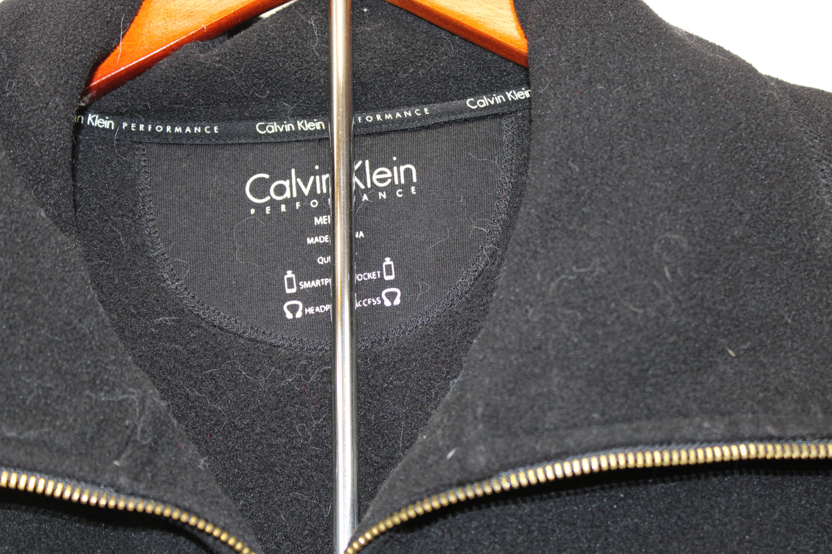 Calvin Klein Performance Black Fleece Zip Up Sweatshirt, Size Medium