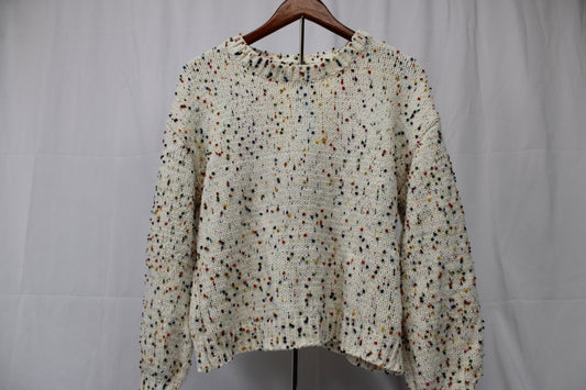 Shein Cream Colored Sweater with Rainbow Dots, Size M