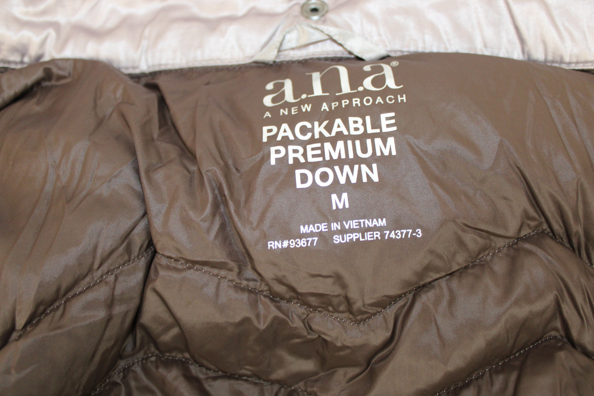 a.n.a lightweight down jacket with hood, metallic taupe, Women's M
