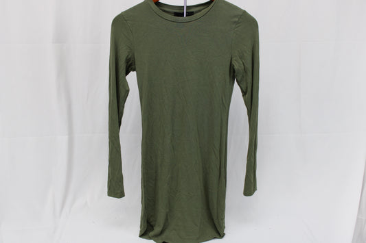 Forever 21 long sleeve cotton tunic, olive green, Women's S
