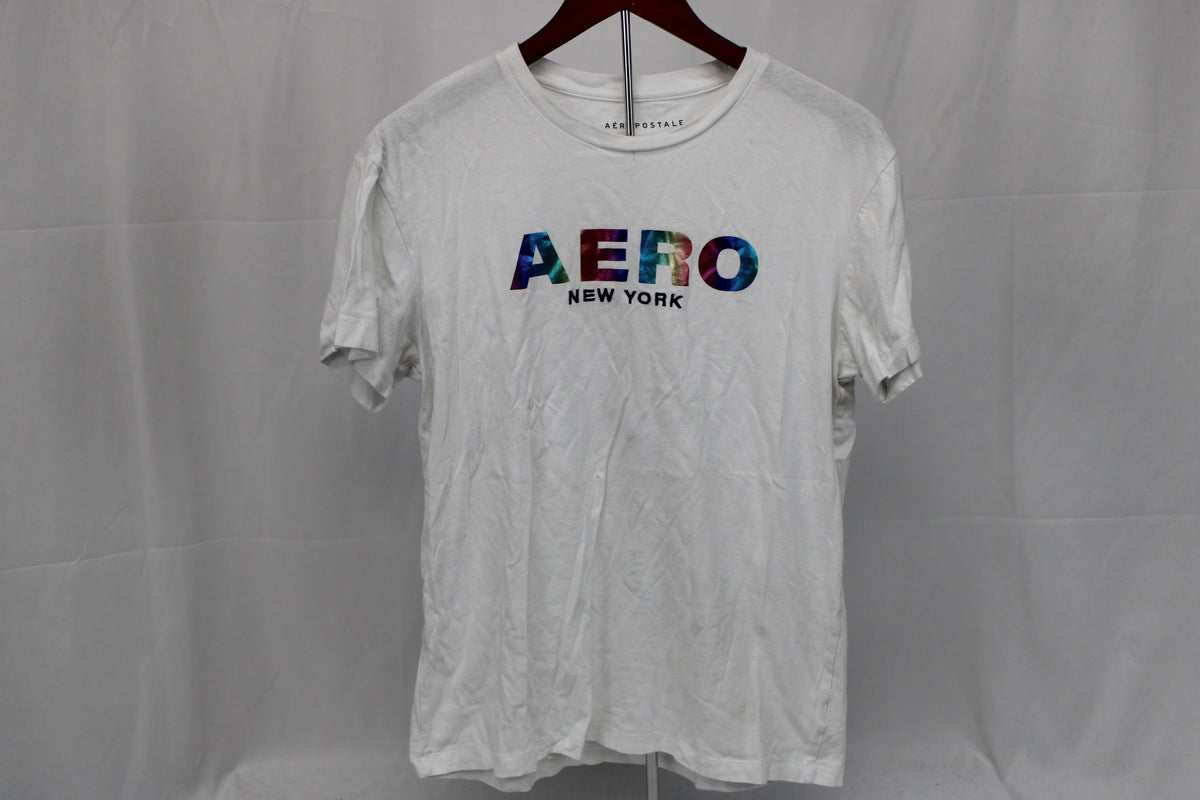 Aeropostale white cotton logo t-shirt, Men's M