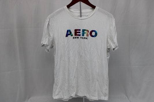Aeropostale white cotton logo t-shirt, Men's M