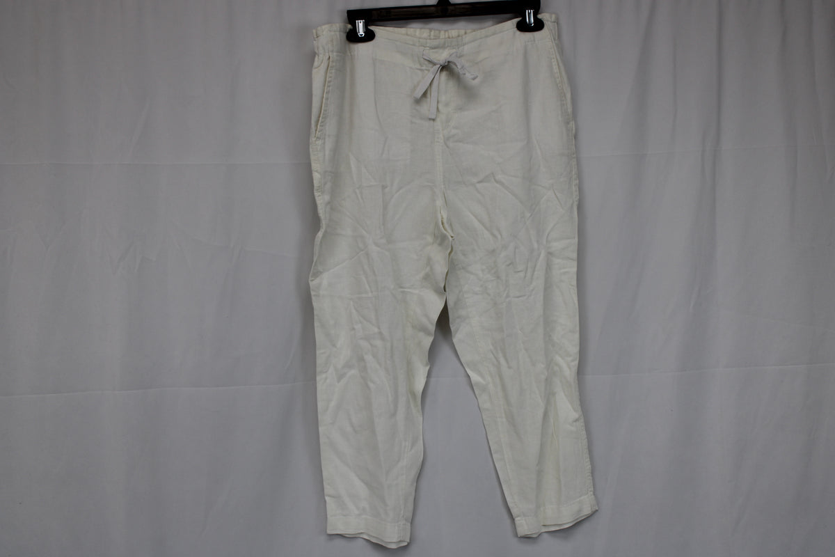 Faded Glory linen cropped pants, white, Women's 6