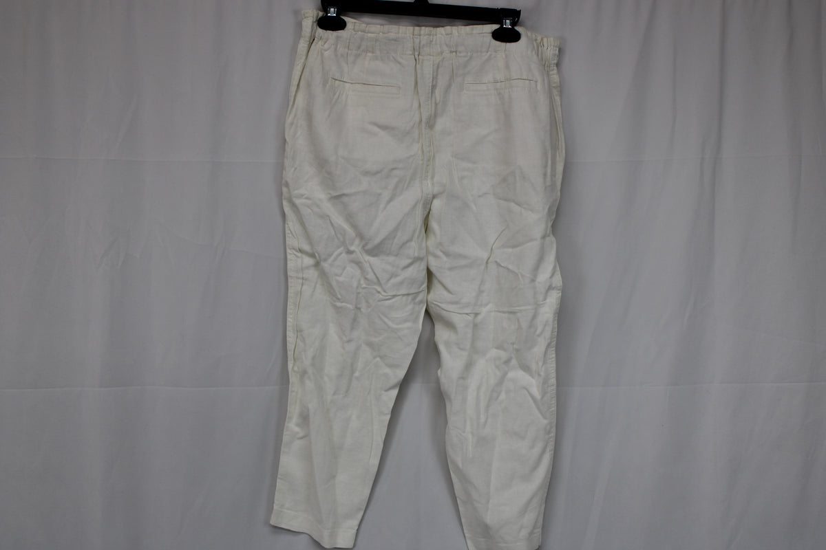 Faded Glory linen cropped pants, white, Women's 6