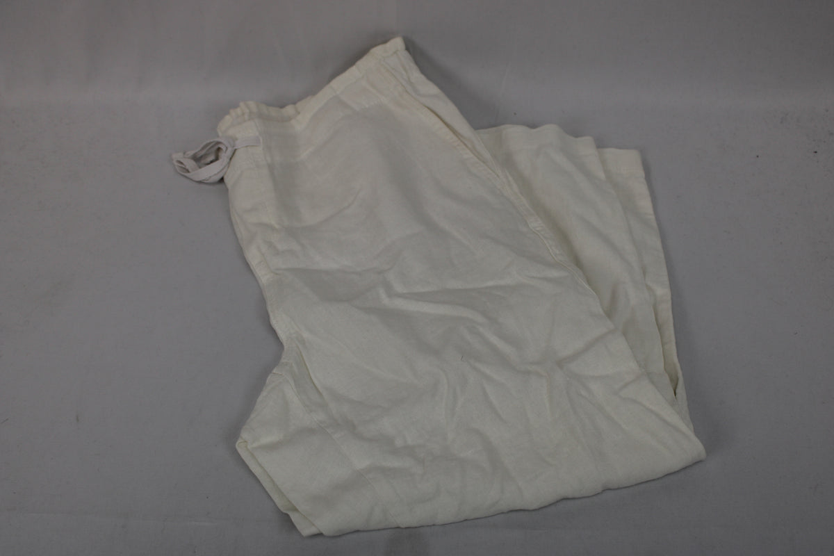 Faded Glory linen cropped pants, white, Women's 6