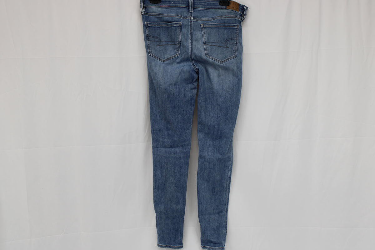 American Eagle skinny leg stretch waist jeans, medium wash, Women's 10