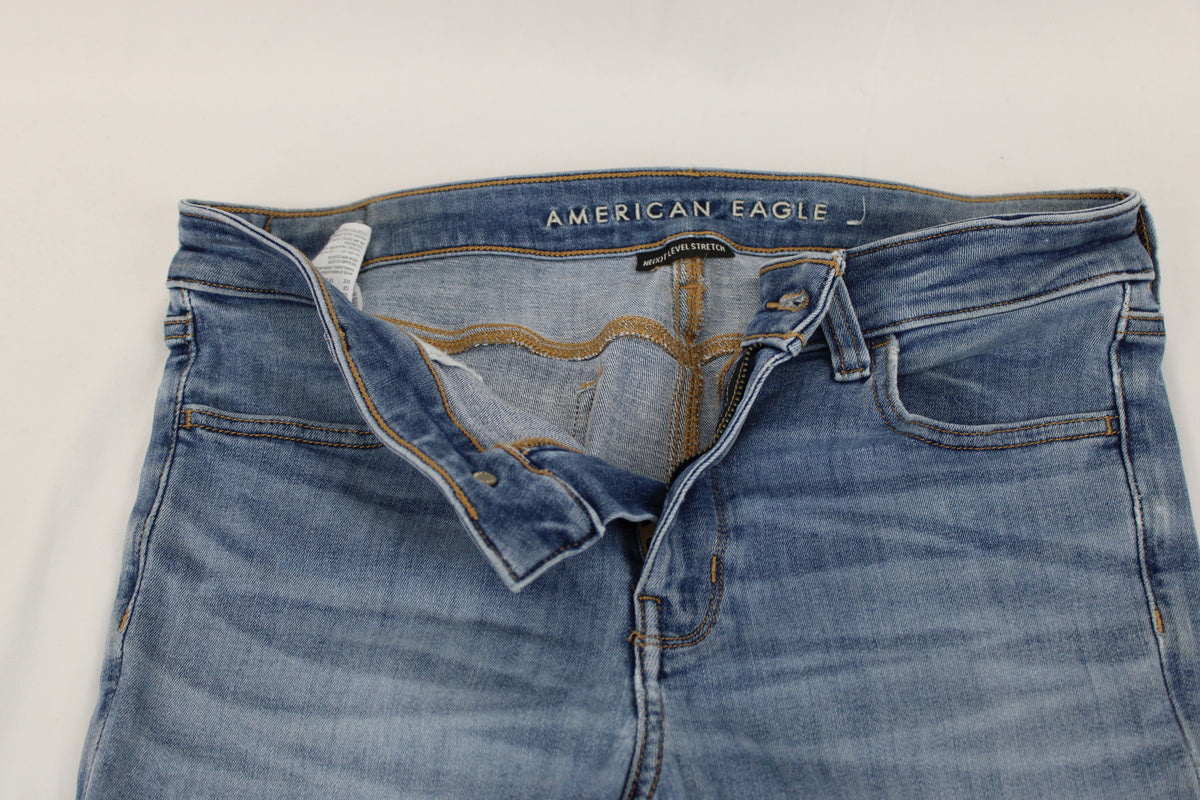 American Eagle skinny leg stretch waist jeans, medium wash, Women's 10