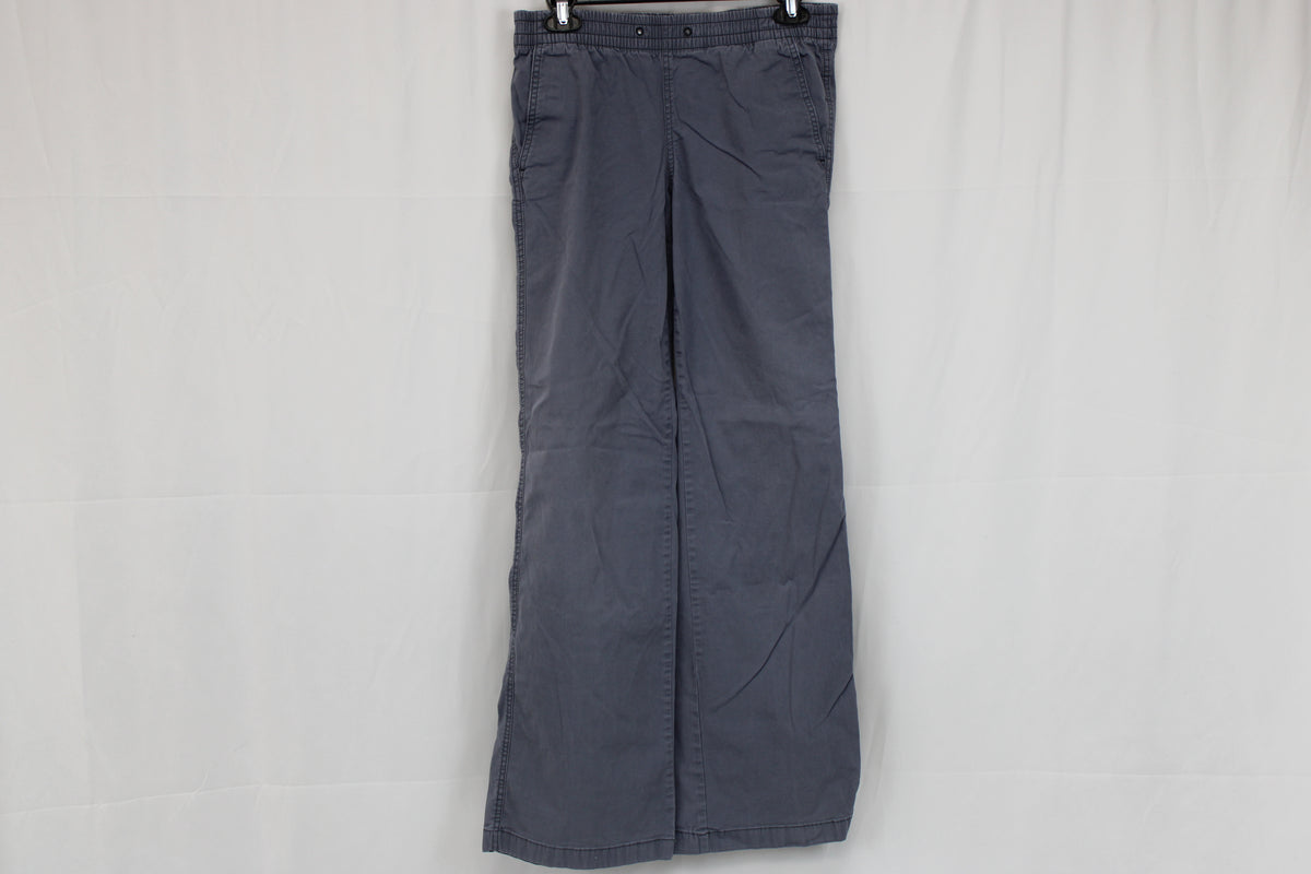 L.L. Bean wide leg linen pants, stretch waist, grey, Women's 4