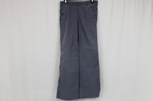 L.L. Bean wide leg linen pants, stretch waist, grey, Women's 4