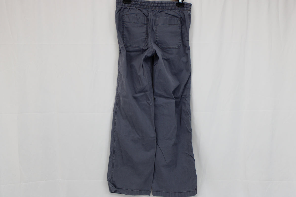L.L. Bean wide leg linen pants, stretch waist, grey, Women's 4