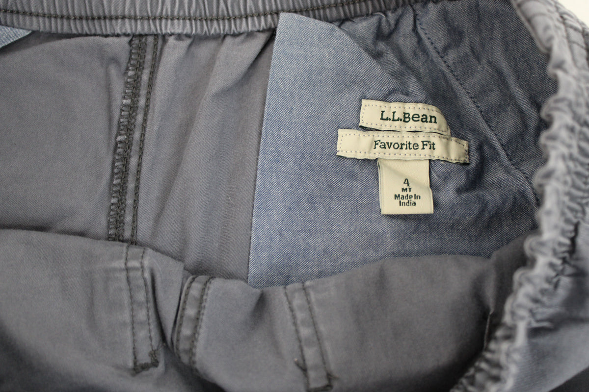 L.L. Bean wide leg linen pants, stretch waist, grey, Women's 4