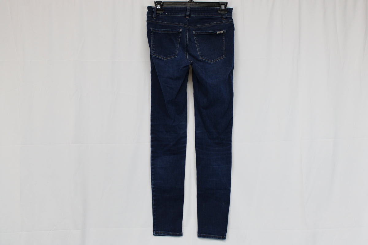 White | Black dark wash regular waist jeggings, Women's 2