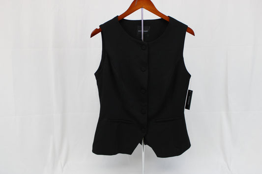 Dictionary 5 button polyester dress vest, NWT, Women's S