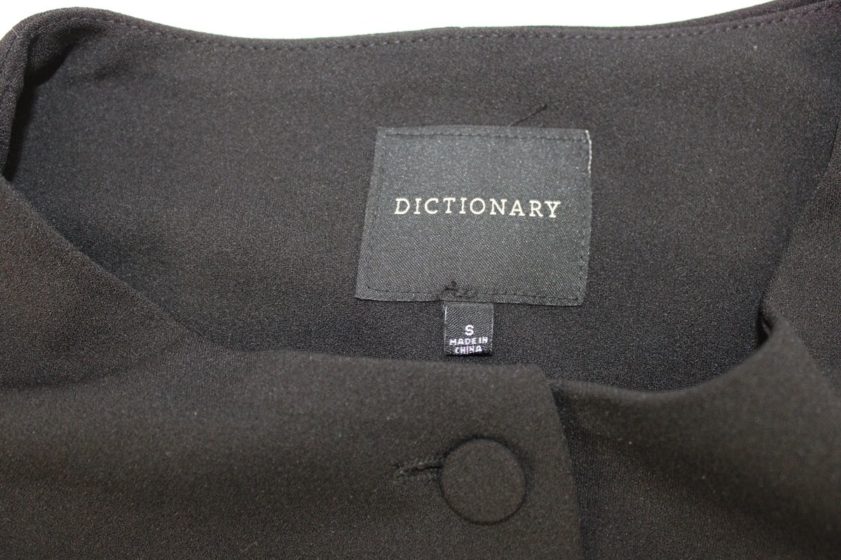 Dictionary 5 button polyester dress vest, NWT, Women's S