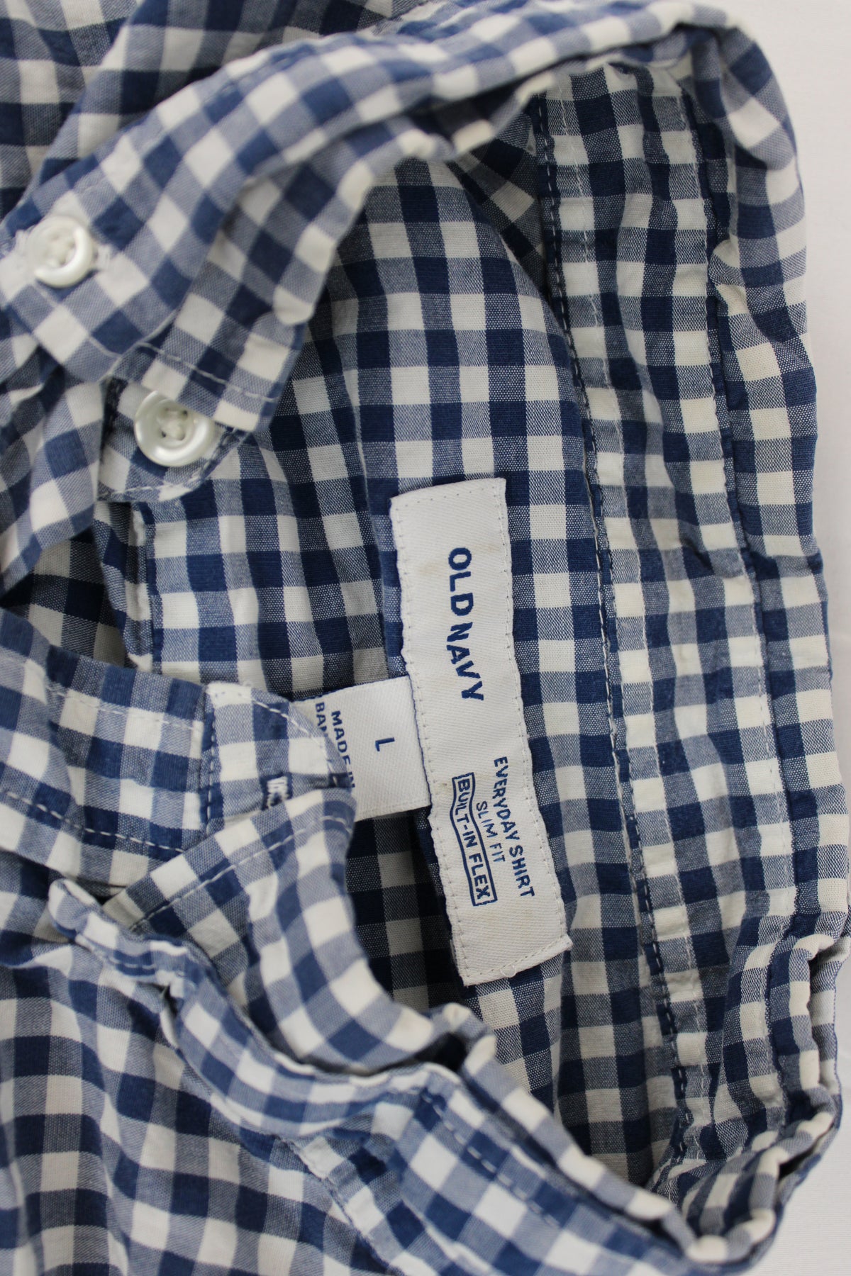 Old Navy slim fit checkered dress shirt, navy, Men's L