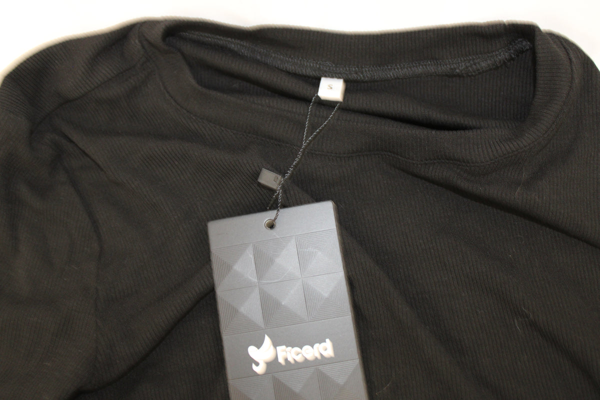 Ficerd ribbed thermal compression blouse, NWT, Women's S