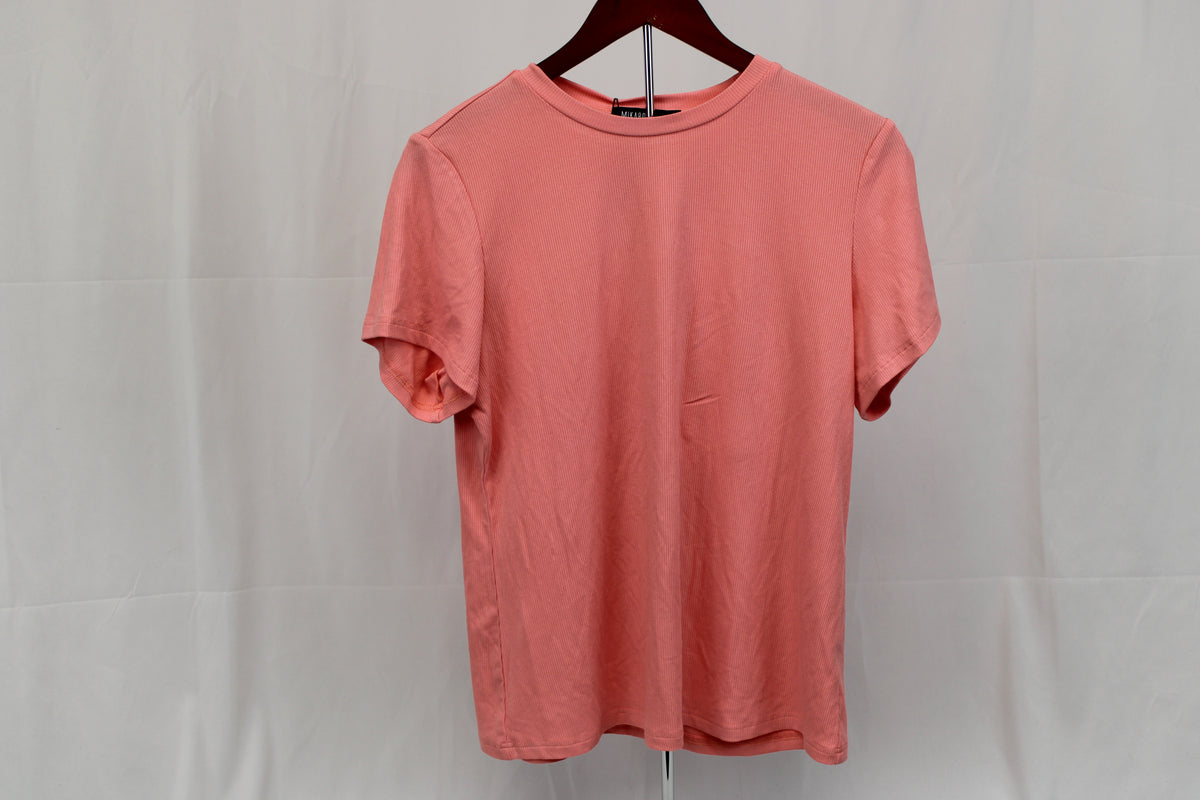 Mika Rose ribbed polyester short sleeve t-shirt, NWT, Women's XL