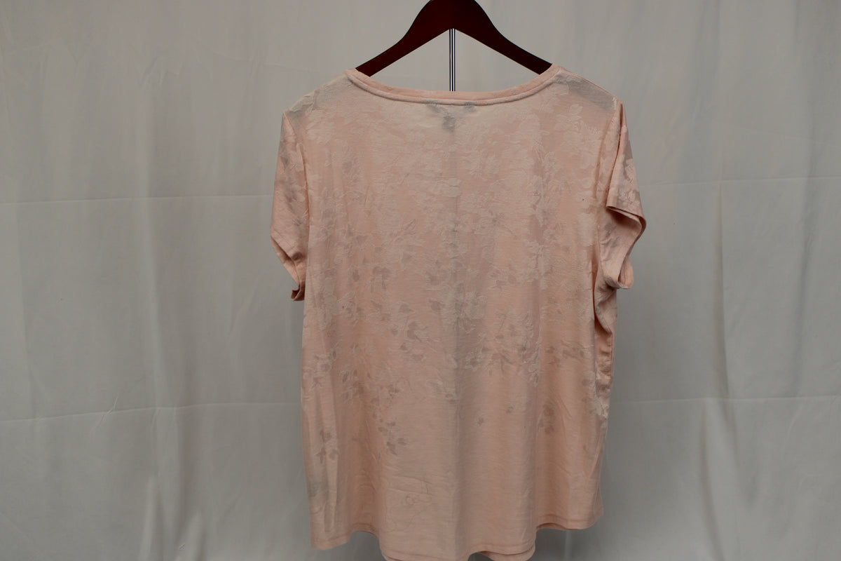 Simply Vera crew neck cotton blouse, floral embroidered, Women's XXL