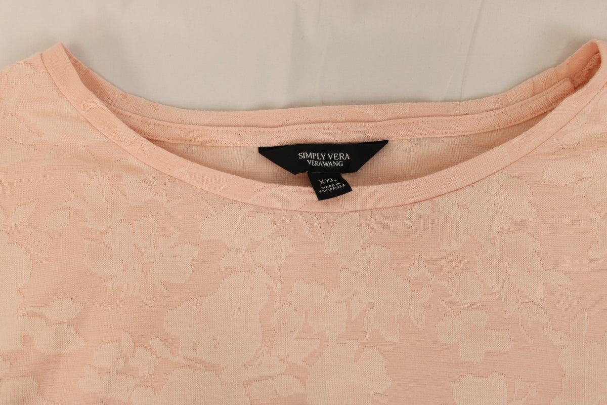 Simply Vera crew neck cotton blouse, floral embroidered, Women's XXL