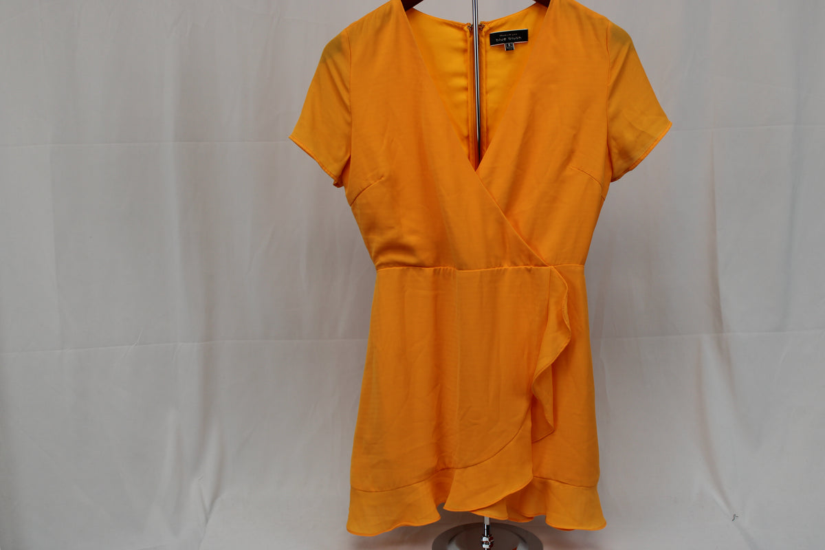 Blue Blush short sleeve v-neck mini dress, orange, Women's S