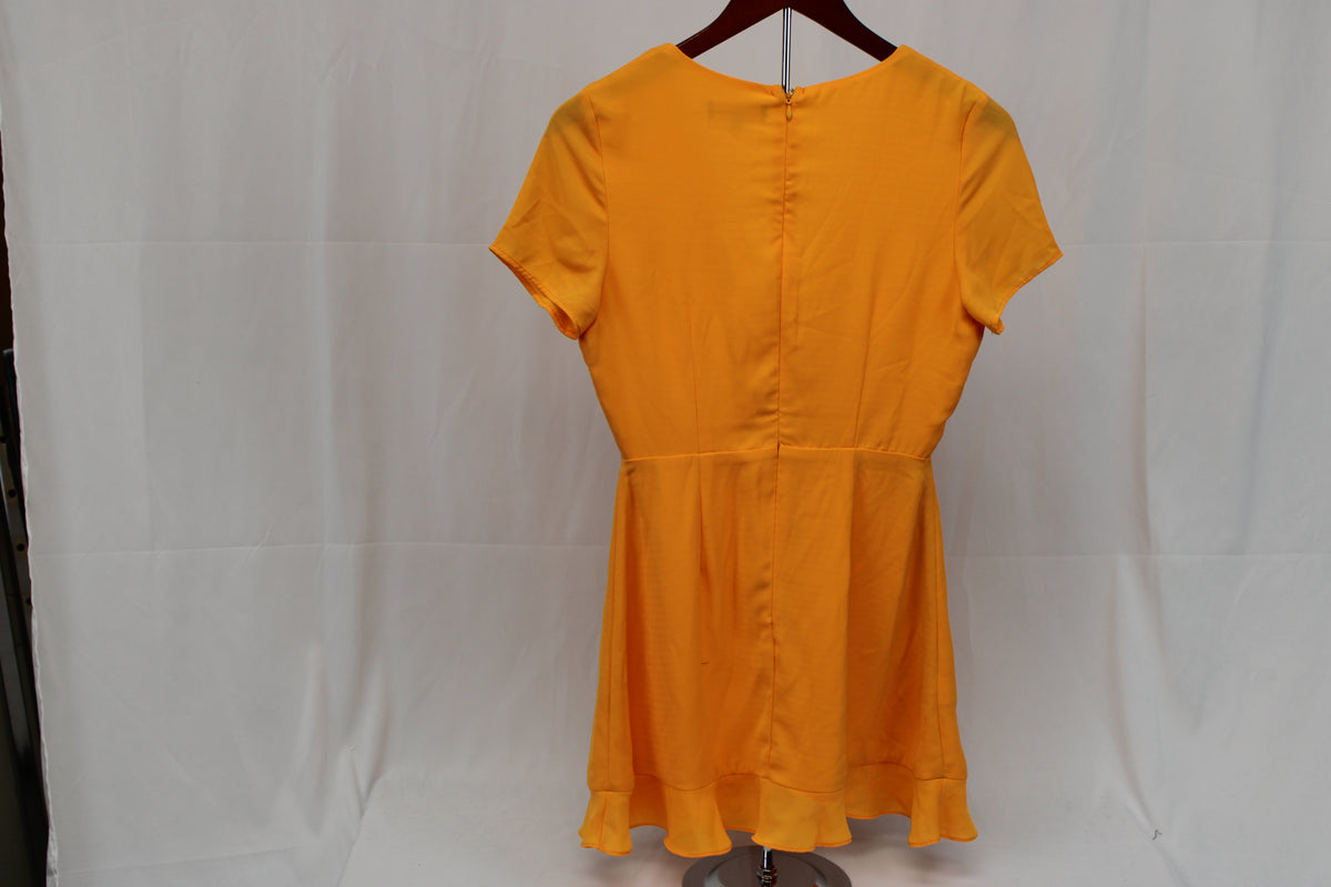 Blue Blush short sleeve v-neck mini dress, orange, Women's S