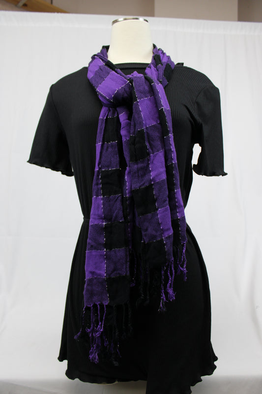 Purple and Black Plaid Scarf