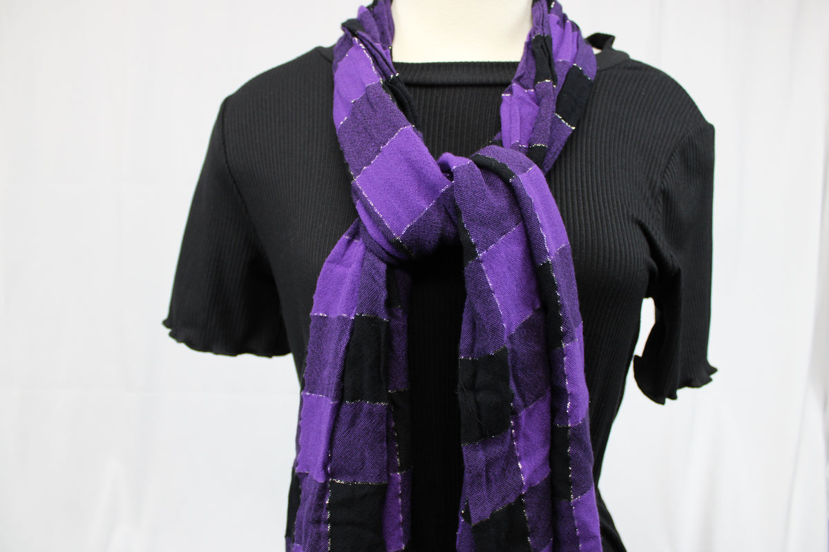 Purple and Black Plaid Scarf