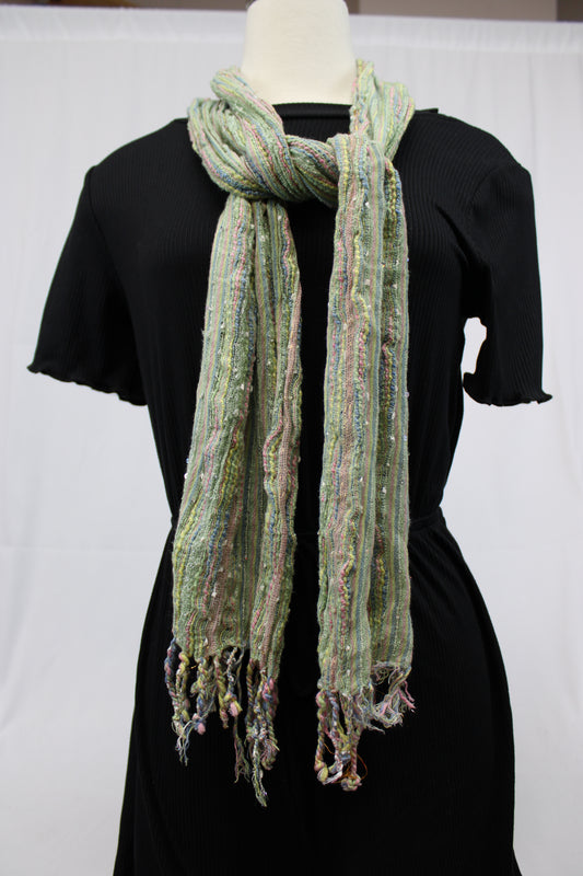 Green, yellow, pink, and blue scarf