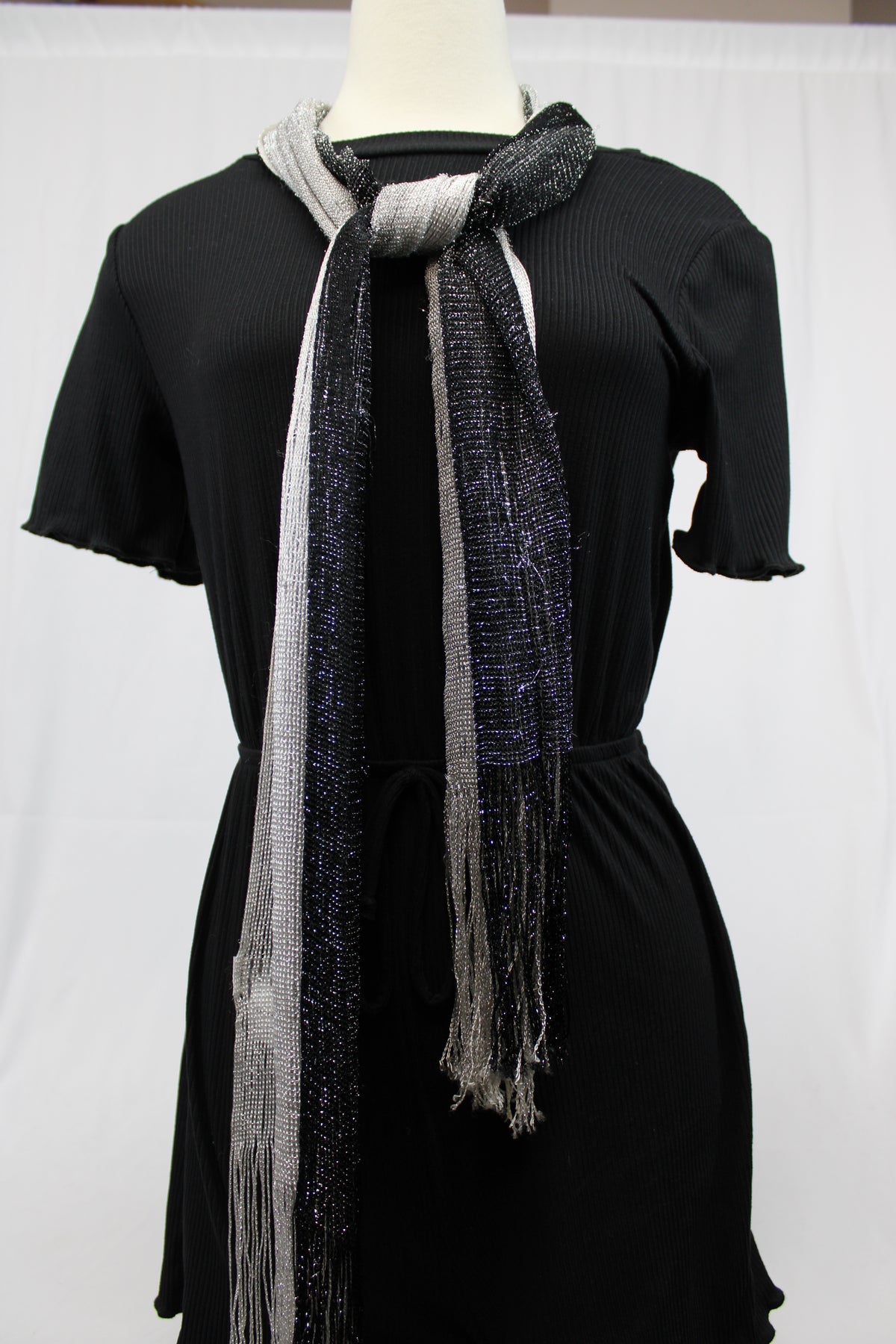 Avenue Black/White/Silver Scarf