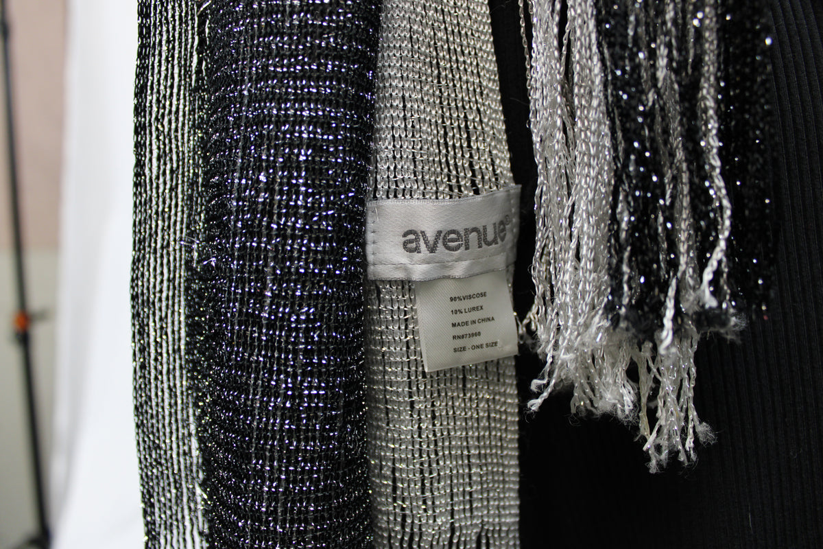 Avenue Black/White/Silver Scarf